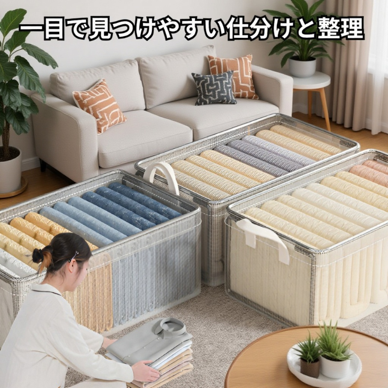 家庭用衣服整理収納ケースの全体画像