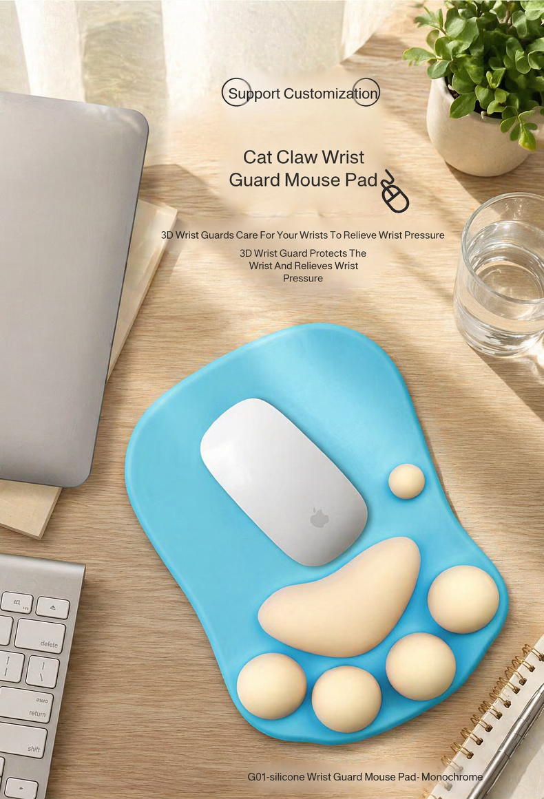 Soft silicone cat paw mouse pad for computer desk