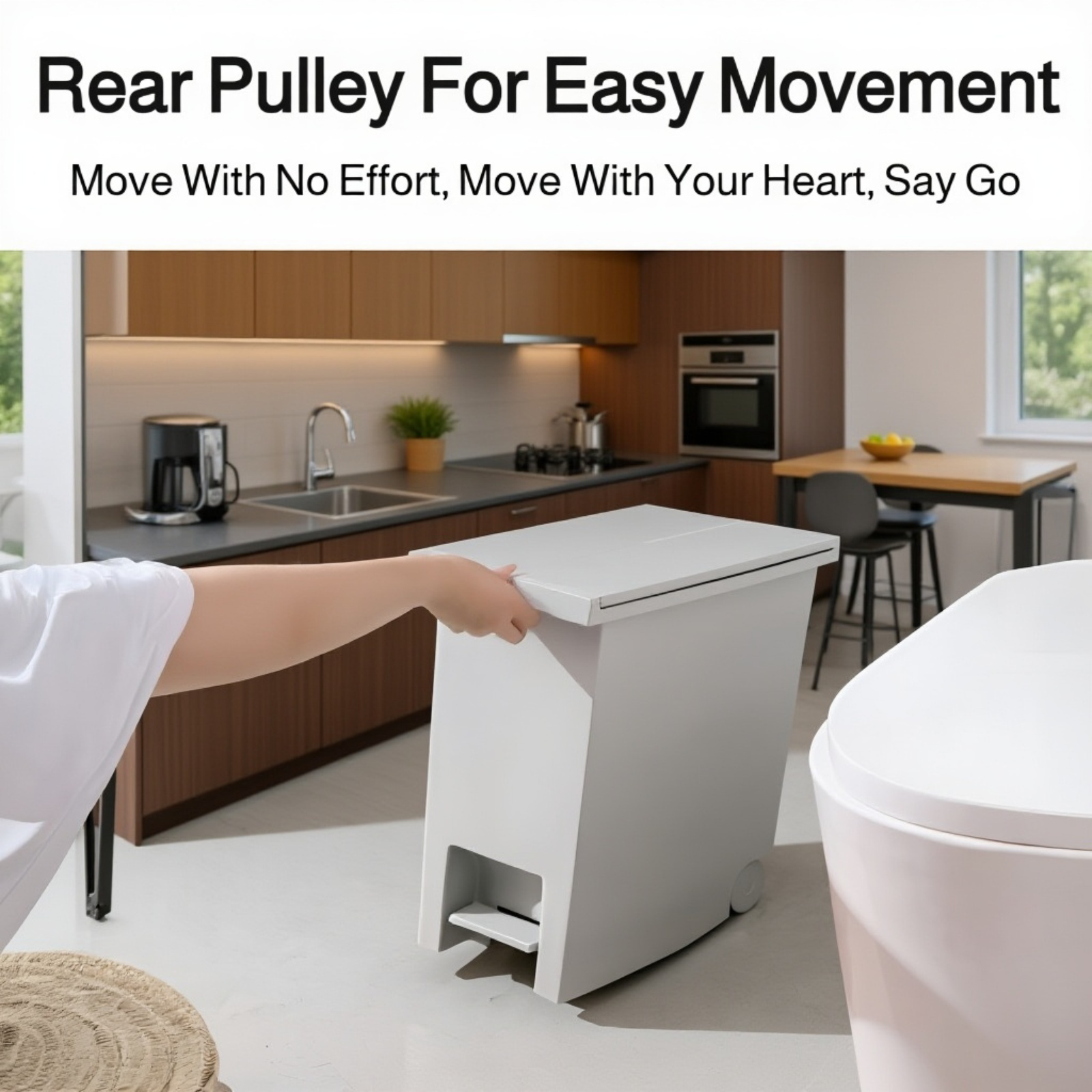 Stainless steel silent pedal trash bin