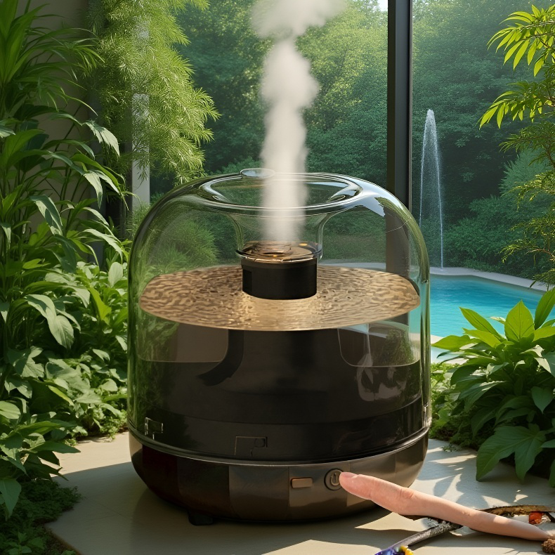 Detalle del humidificador de gran capacidad de niebla