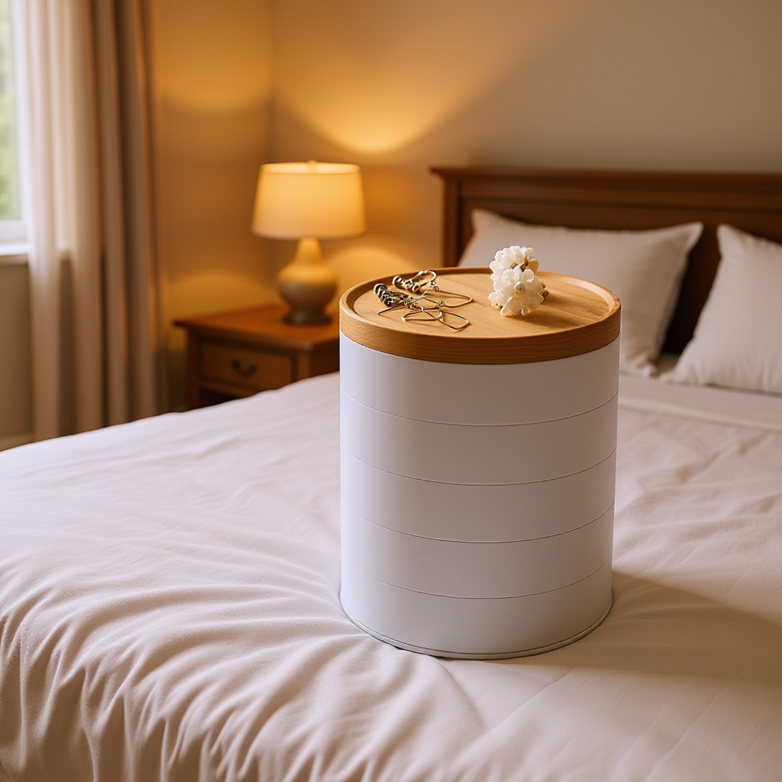 多層デスクトップベルベット防塵ジュエリー収納ボックス ネックレス・アクセサリーケース