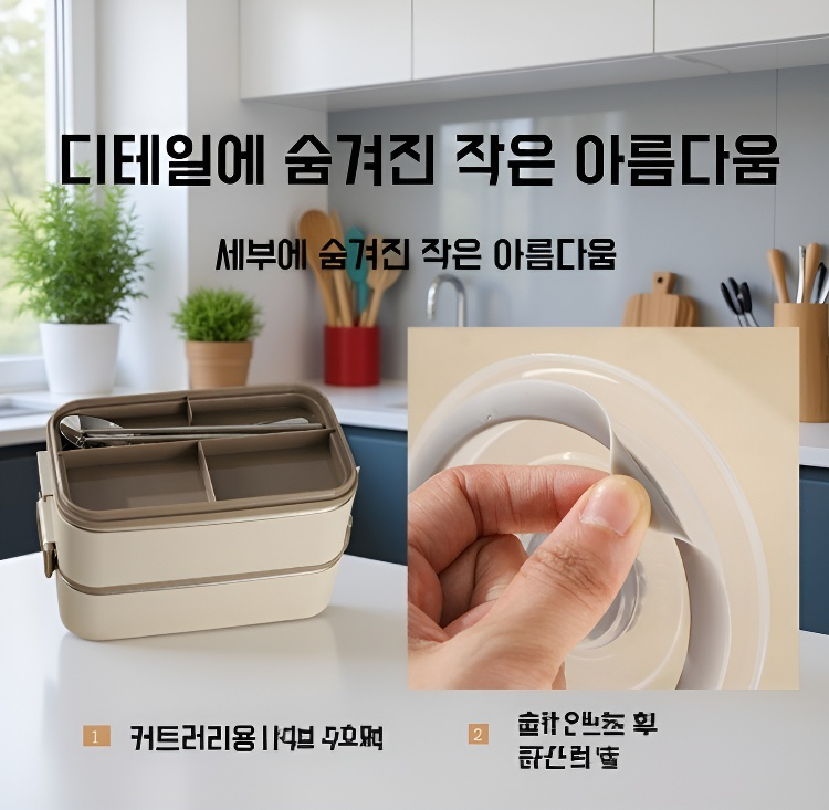 세련된 실버 컬러 도시락