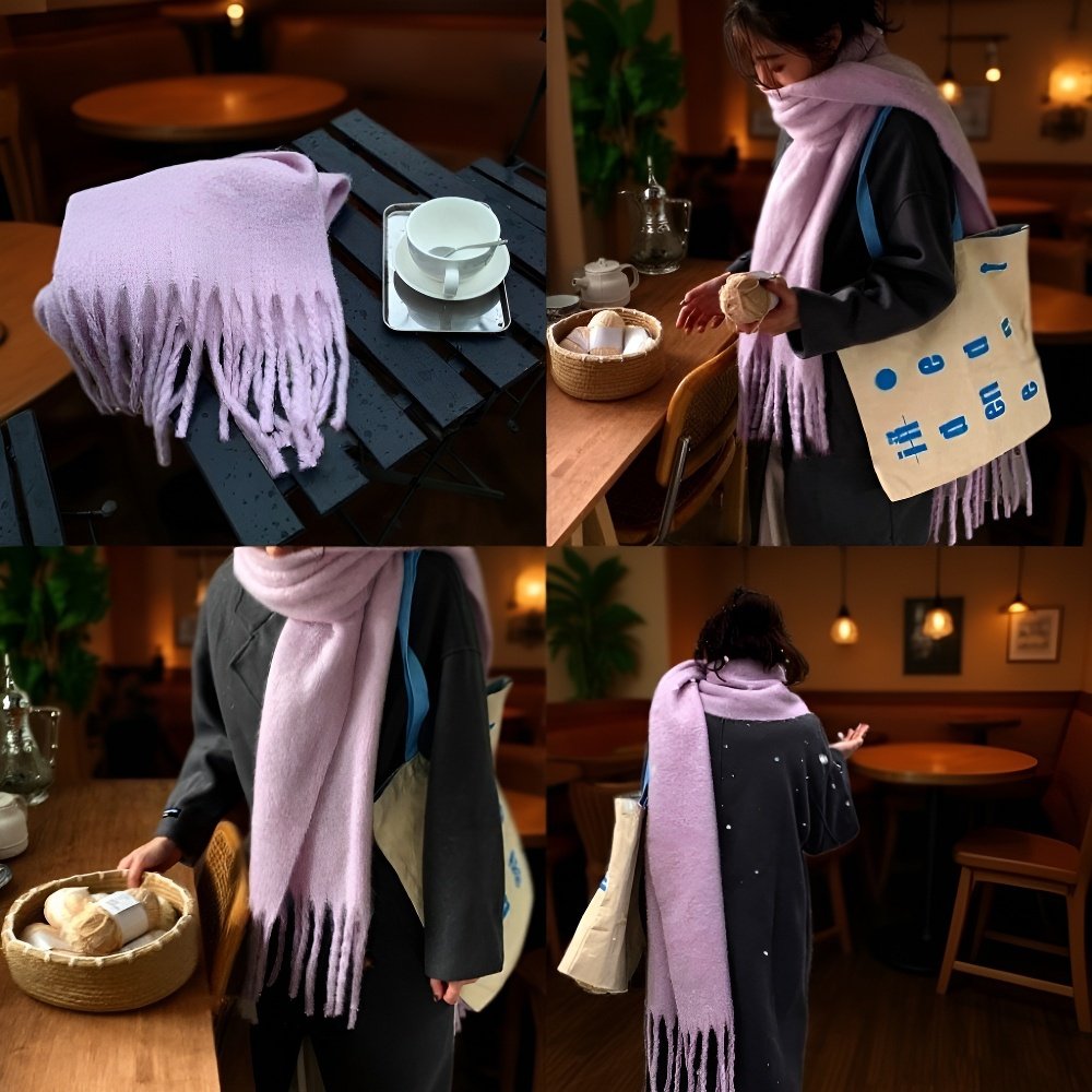  Podzimní a zimní dámská kostkovaná šála, korejský styl, zahuštěná, teplá pletená šála