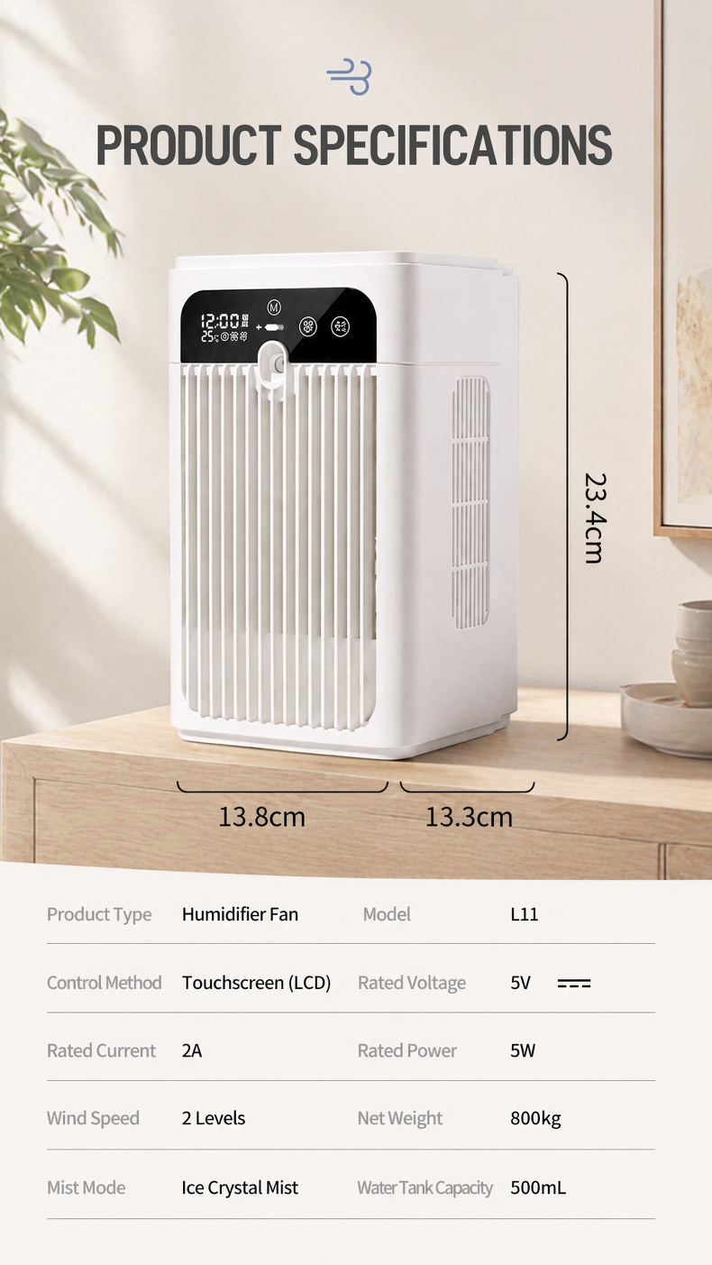 Compact desktop cooling fan with water tank