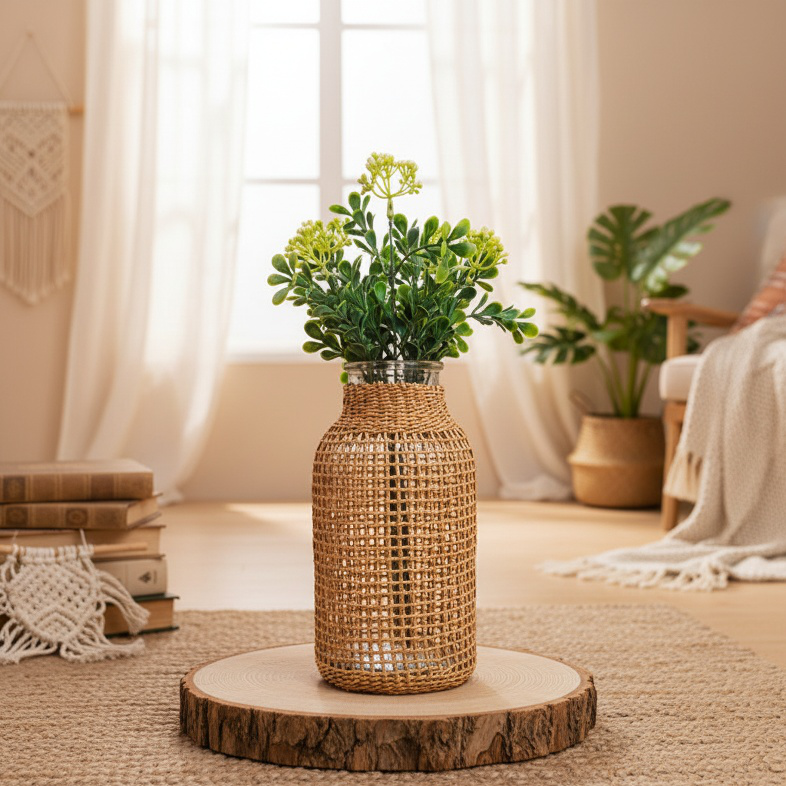 Vase transparent pour fleurs séchées