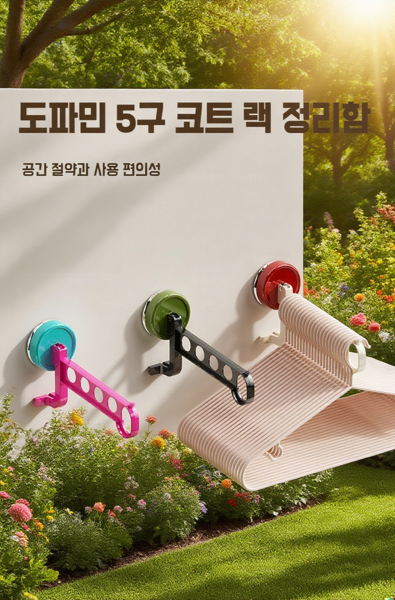도파민 휴대용 여행용 5구 옷걸이 제품 전체 모습