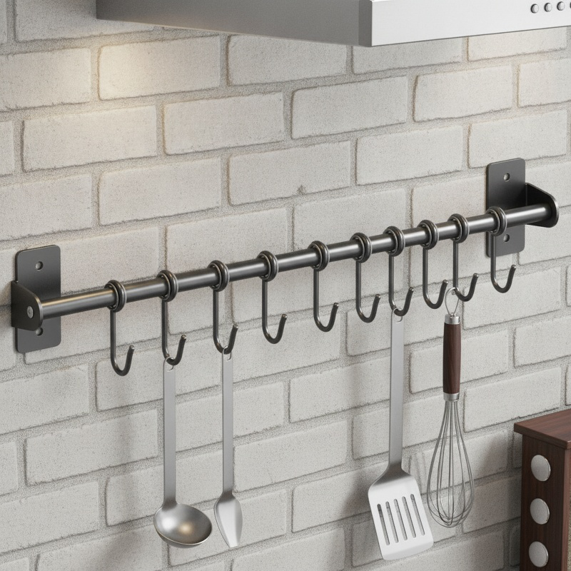 No-drill Wall Hooks Multi-functional Kitchen and Bathroom Storage Rack
