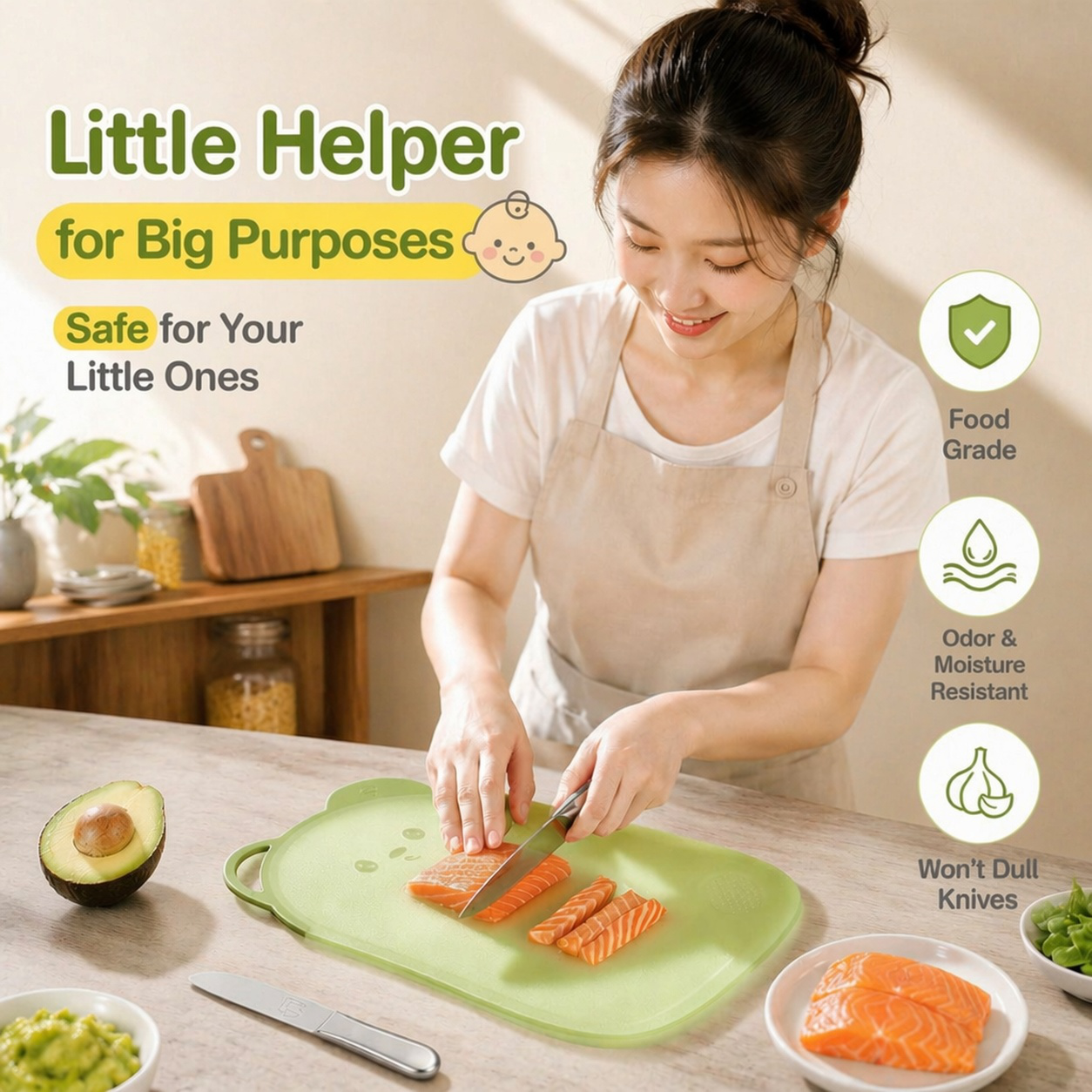Food-grade antibacterial and mildew-resistant cutting board for baby food, household kitchen, plasti