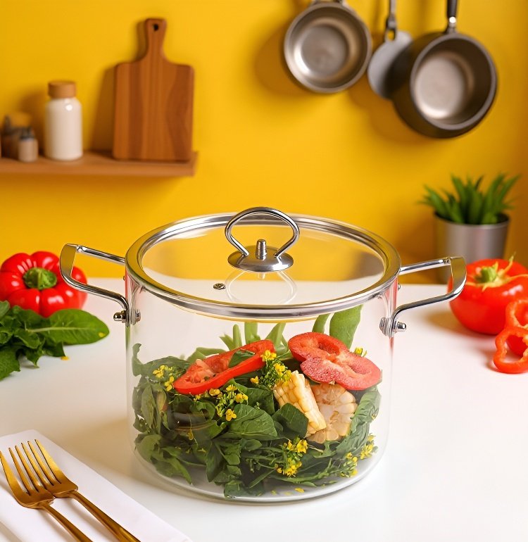 新デザイン耐熱ガラス調理器具セット 手作り陶器と木製ハンドル付き キッチン用品