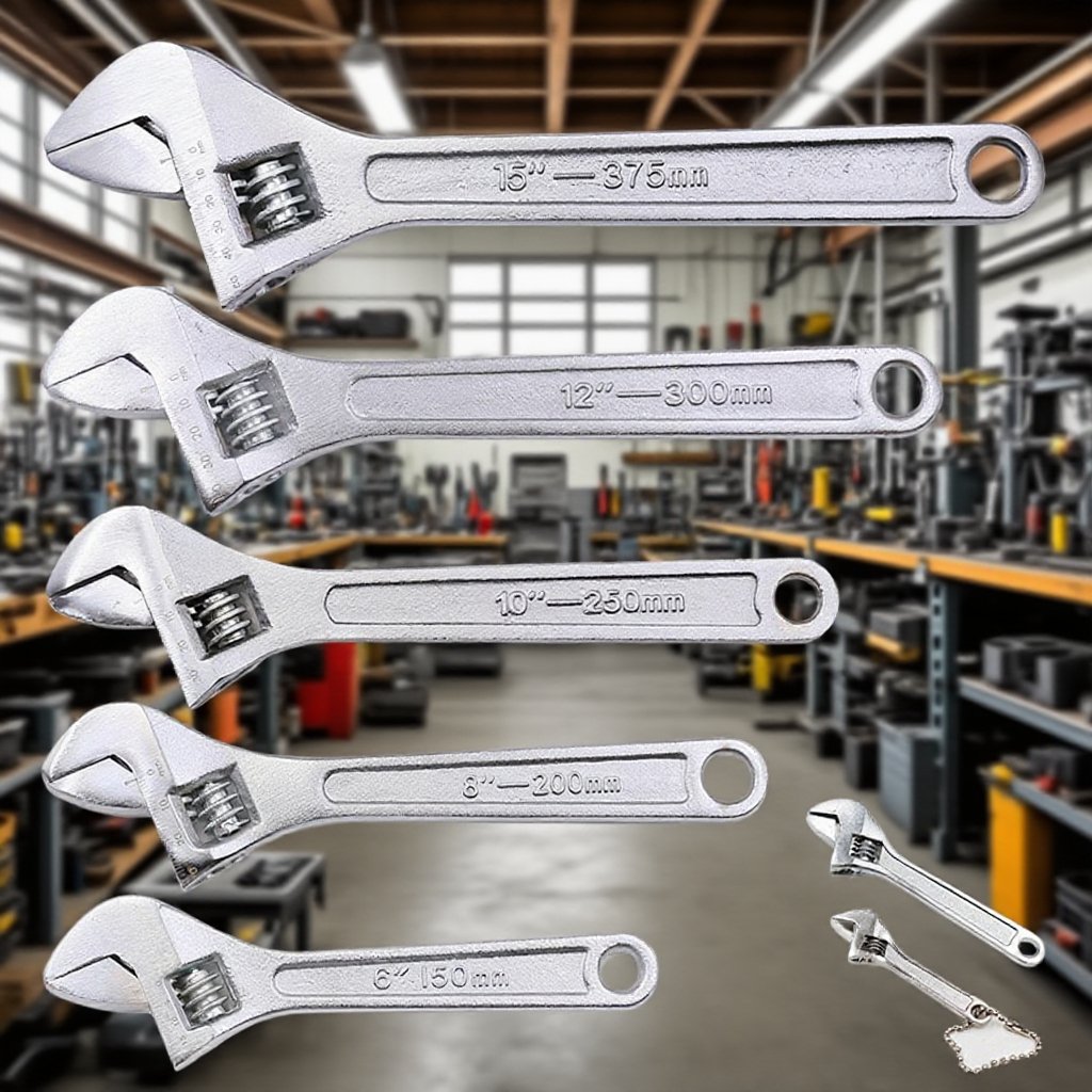 Full steel large opening quick adjustable wrench close-up