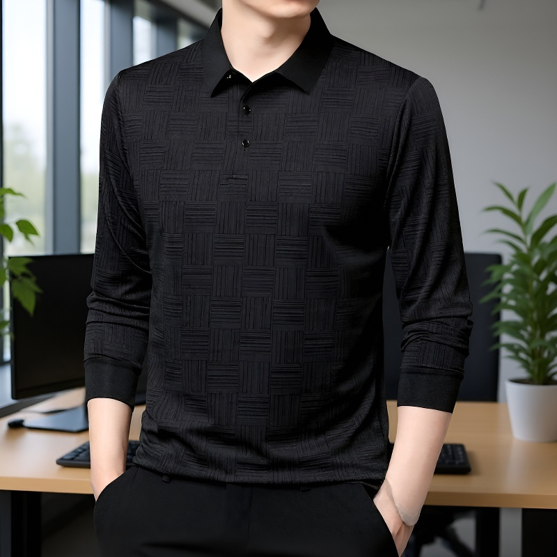 남성 패션 터틀넥 셔츠 긴팔 럭셔리 캐주얼 상의 가을 패션 남성복 체크 레깅스