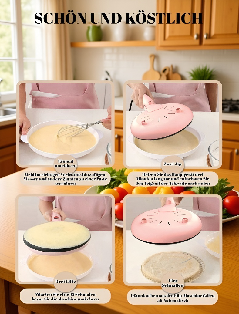 Antihaft Pfannkuchen-Pfanne mit frisch gebackenem Pfannkuchen