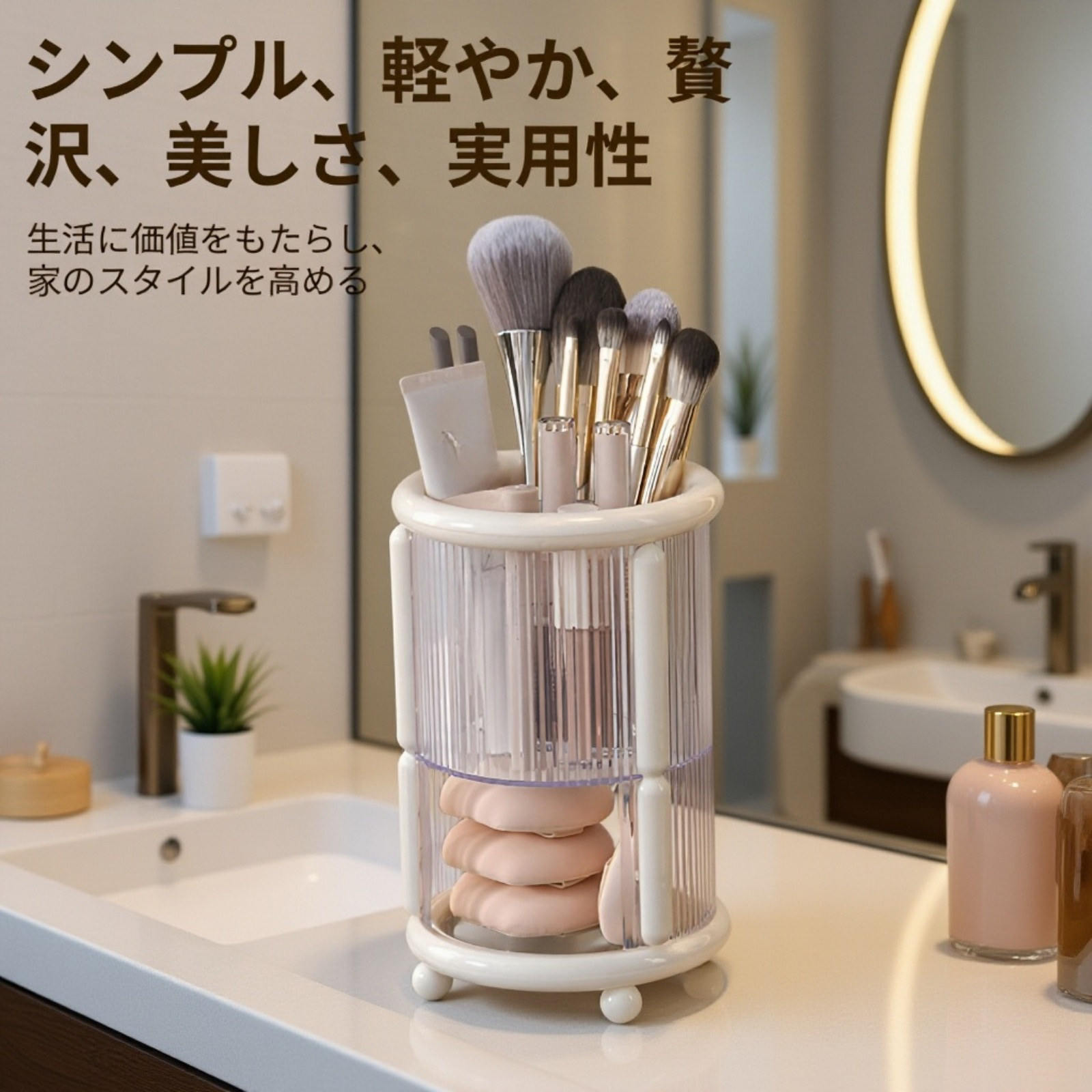 化粧品収納ボックスにコスメを収納した様子