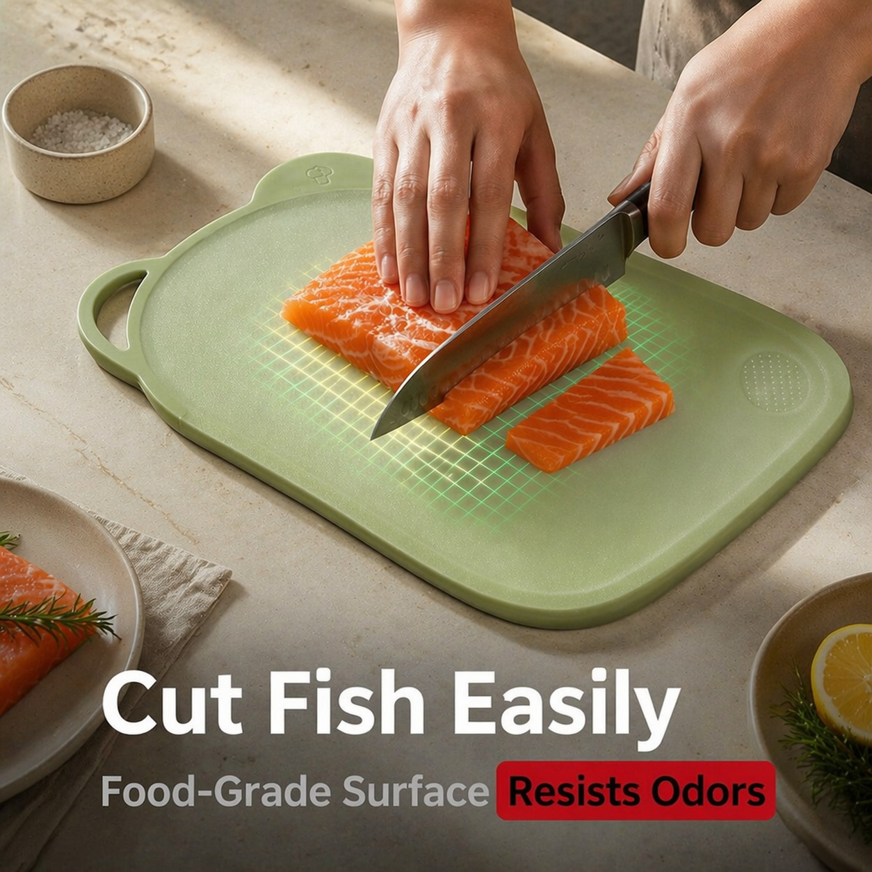 Food-grade antibacterial and mildew-resistant cutting board for baby food, household kitchen, plasti