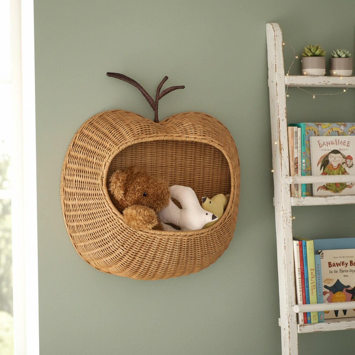 Nordic style rattan wall-mounted key storage basket home B&B decoration toy sundries storage basket 