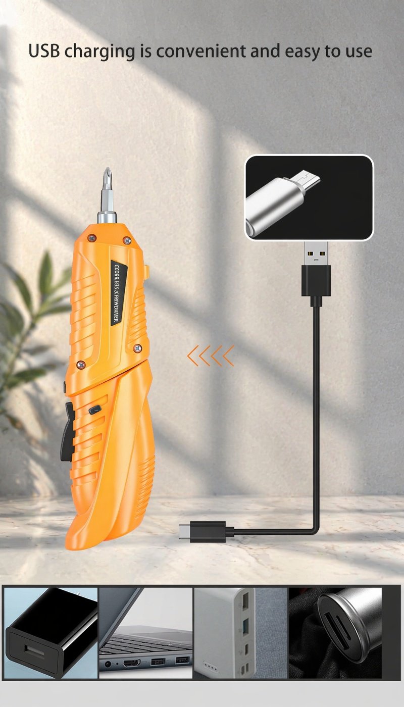 Electric screwdriver set with USB charging port