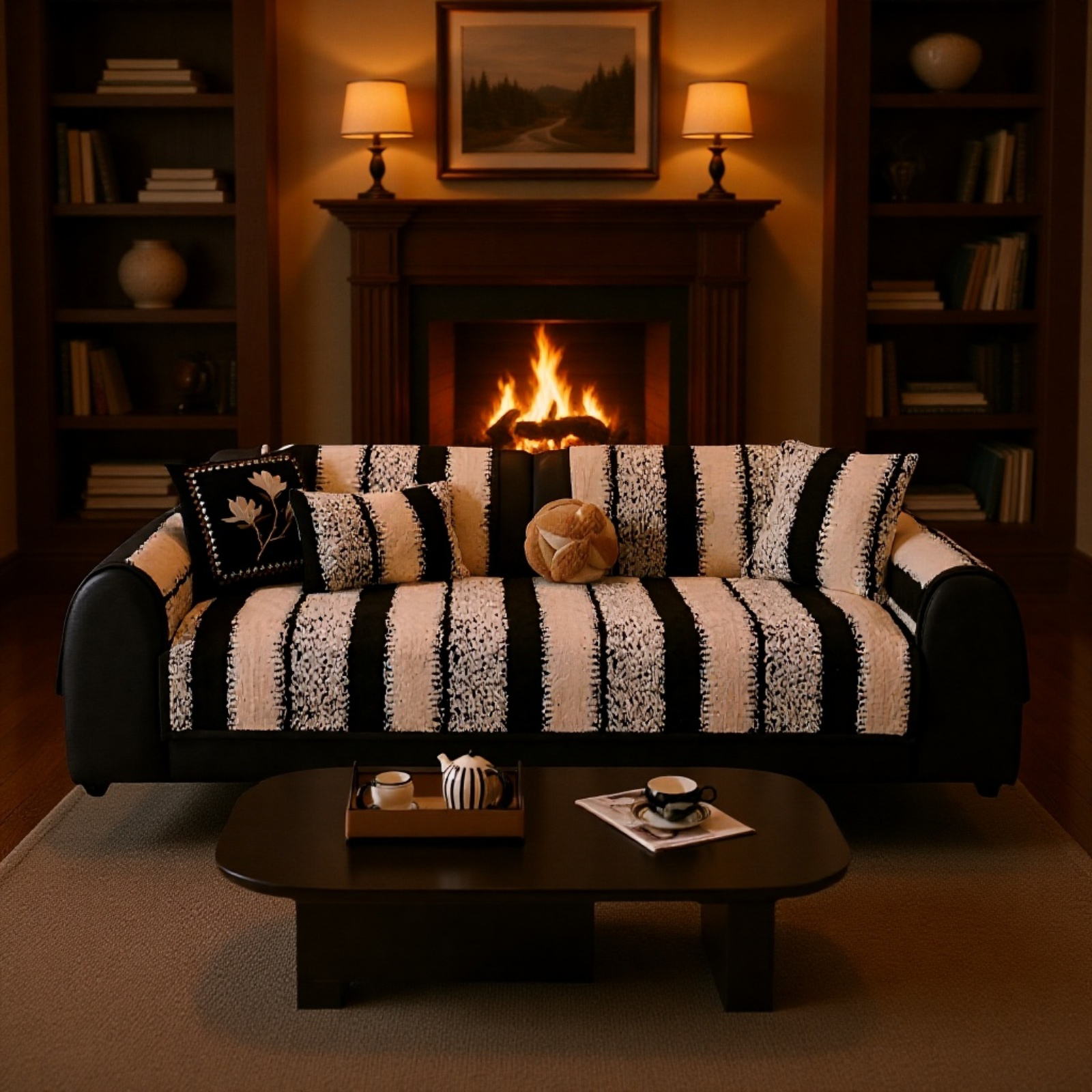 レトロなハイエンドぬいぐるみソファクッション秋と冬の厚みのあるクッション滑り止めレザーソファカバーカバー布タオル