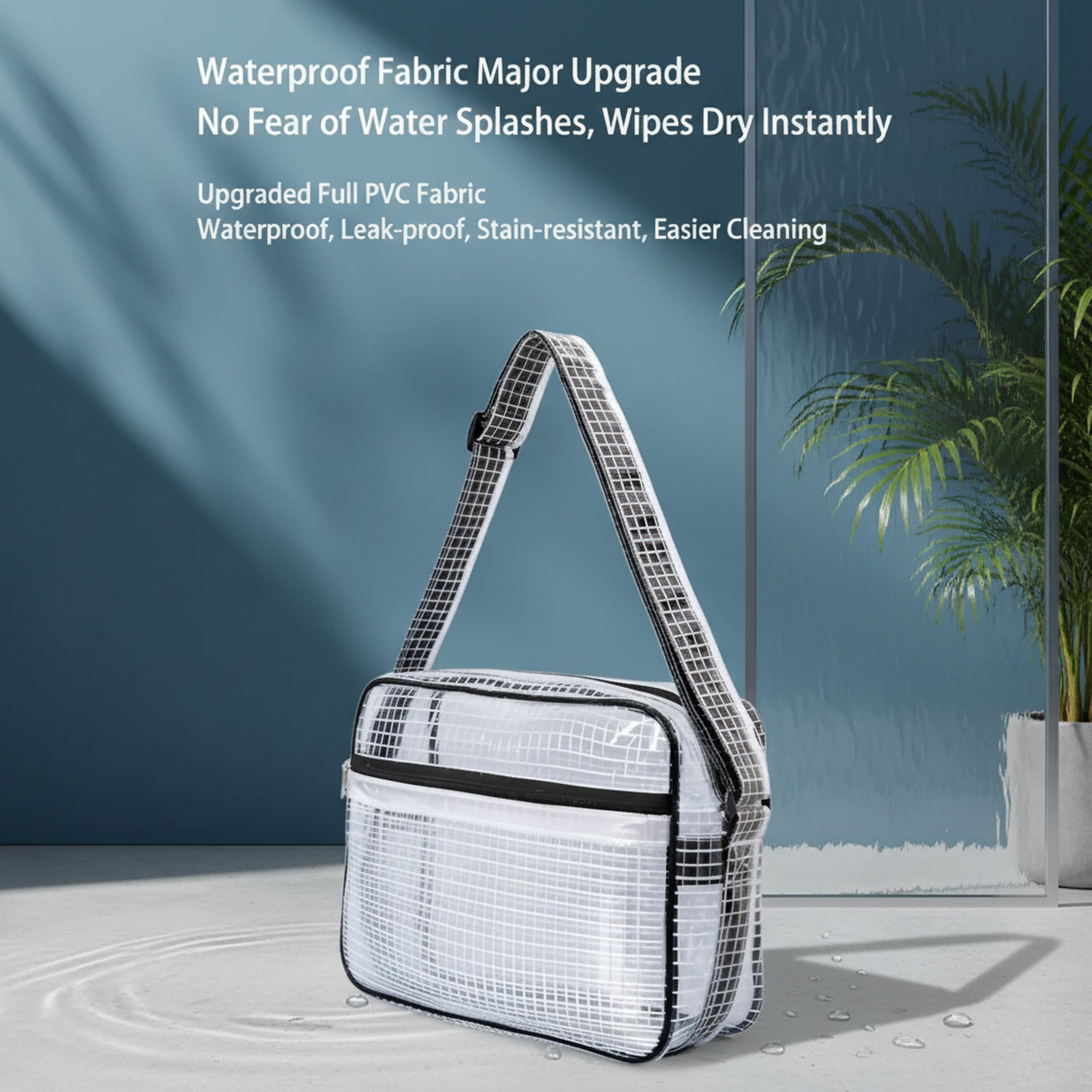 Close-up of transparent mesh and PVC fabric