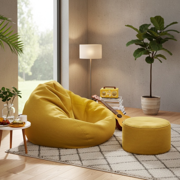 Cotton and Linen Lazy Sofa Chair Cover Bean Bag Sofa Cover Japanese Style Fabric Chair Cover