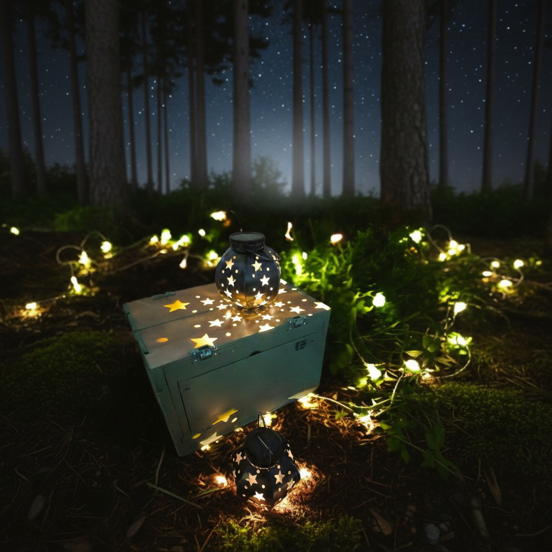 LED芝生ライト鉄五芒星ライト自動点灯