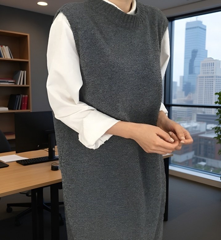 베스트 롱 니트 스커트 여성 카디건 원피스 니트 원피스