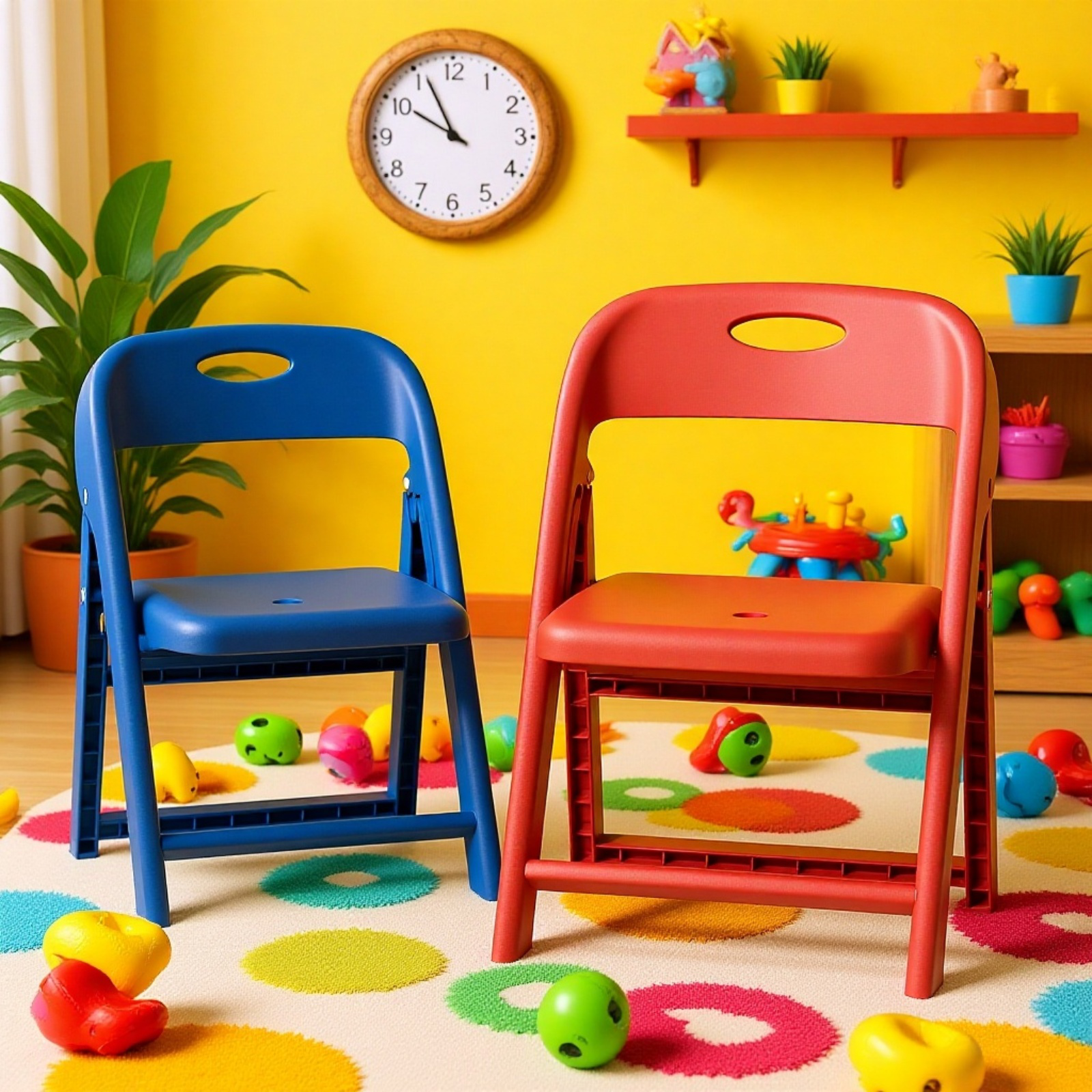 Skládací přenosná dětská plastová židle, zesílená, kreslená, pro školky