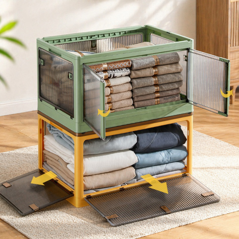 Spacious collapsible fabric storage bin with handles
