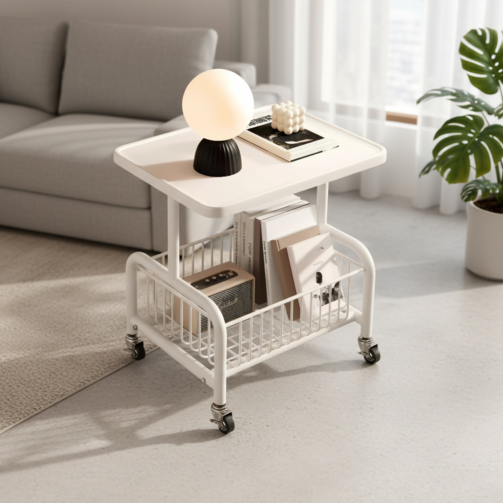 Home Movable Schoolbag Trolley Bookshelf Student Storage Rack
