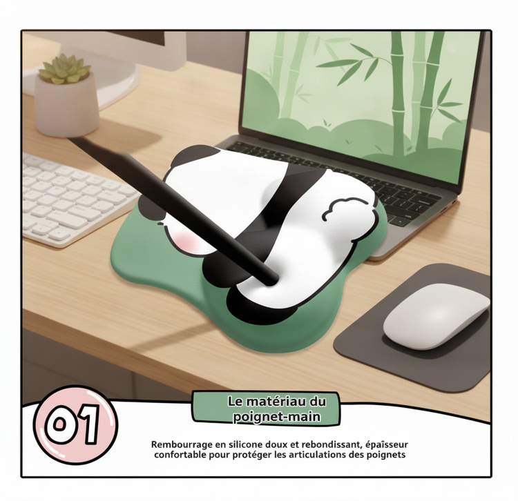Silicone keyboard wrist support with panda design