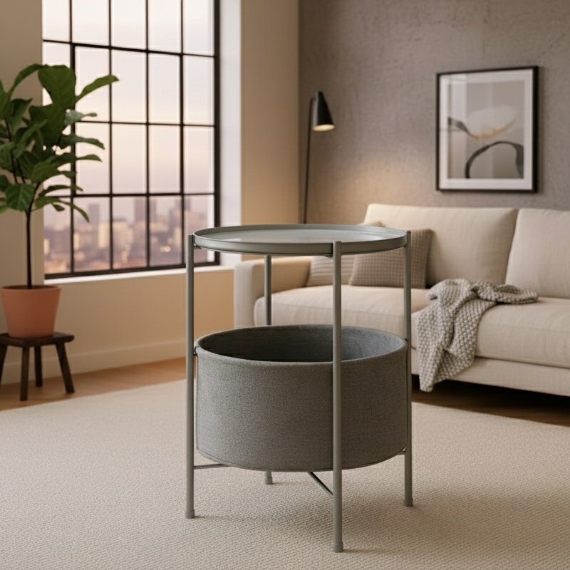 Durable iron round table for small spaces