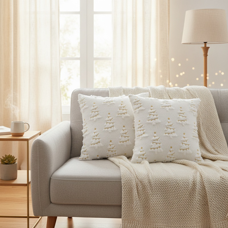 Festive Embroidered Cushion Cover for Home Decor