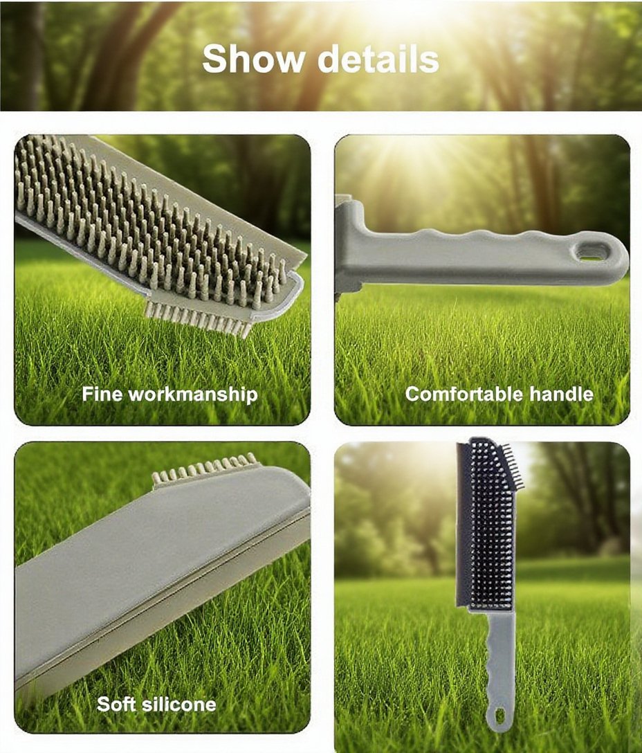 Ergonomic handle on cleaning brush for comfortable grip