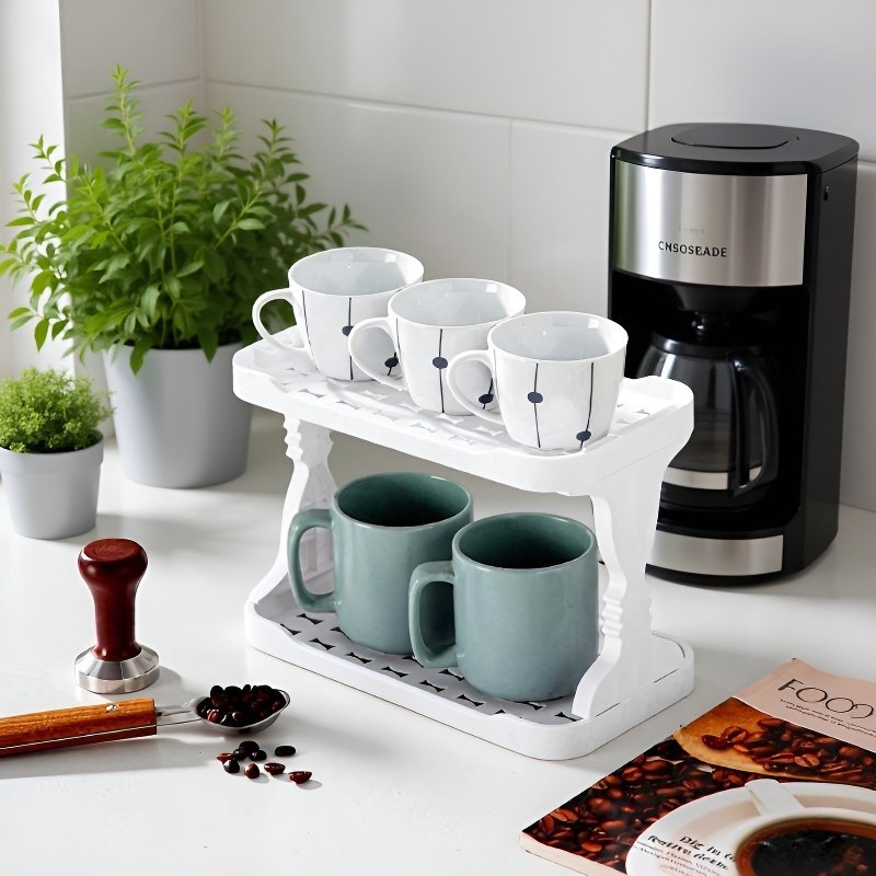 Estante organizador de oficina de alta gama de doble capa, estante de drenaje para baño