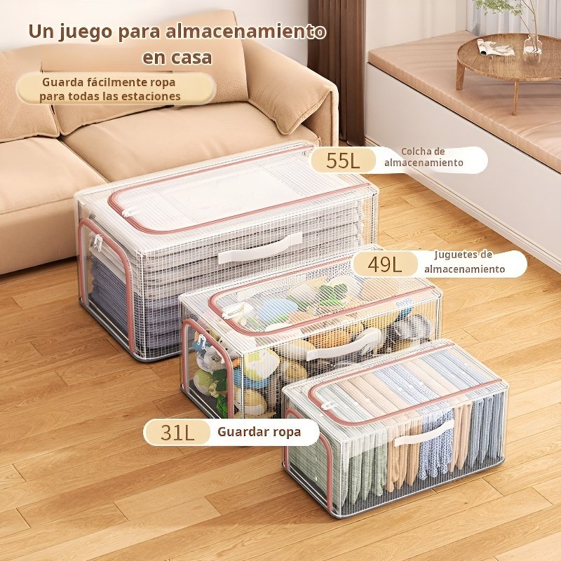 Nueva caja de almacenamiento de ropa de malla de PVC transparente, caja de almacenamiento de ropa pa