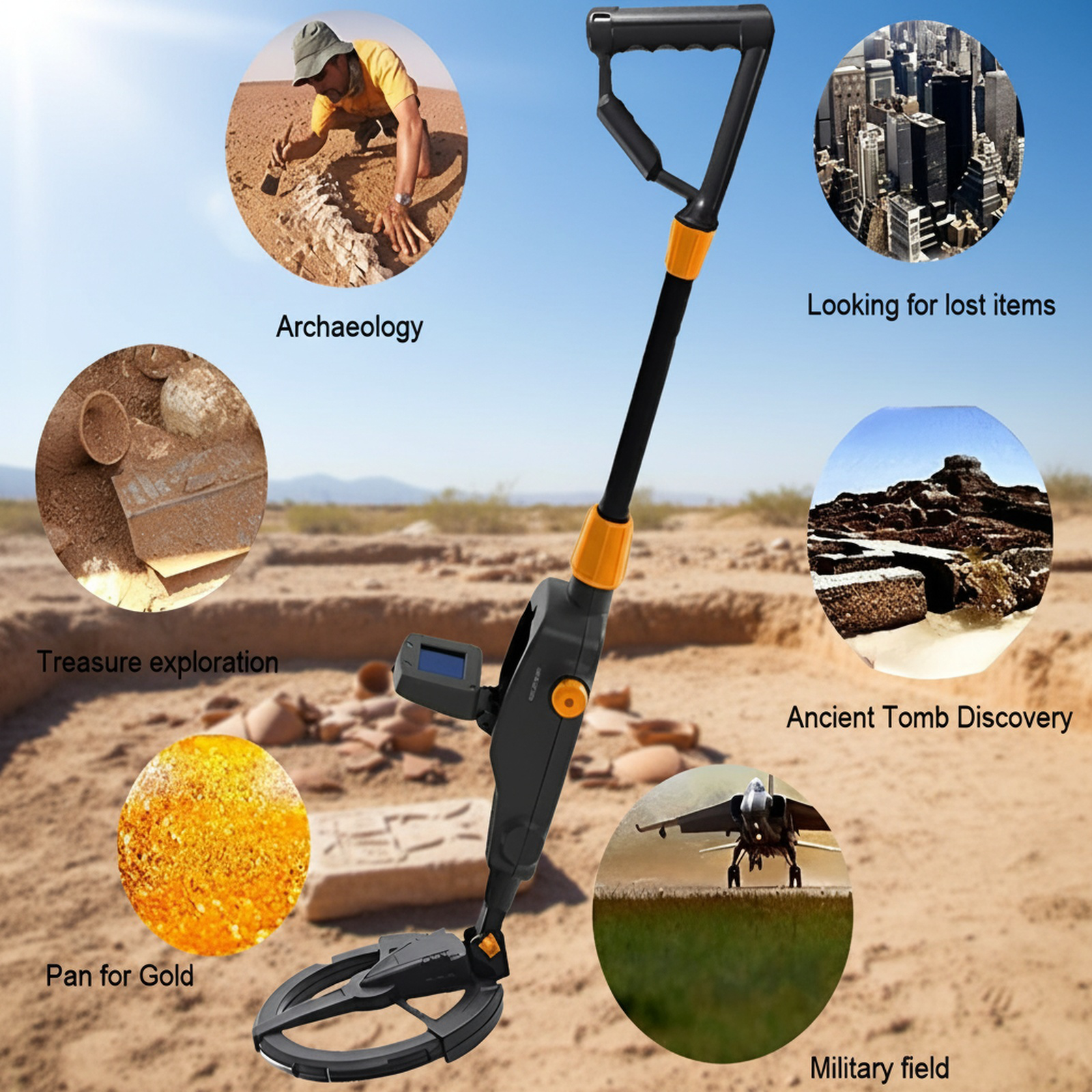 Outdoor Smart Metal Detector for Treasure Hunting in use on a beach