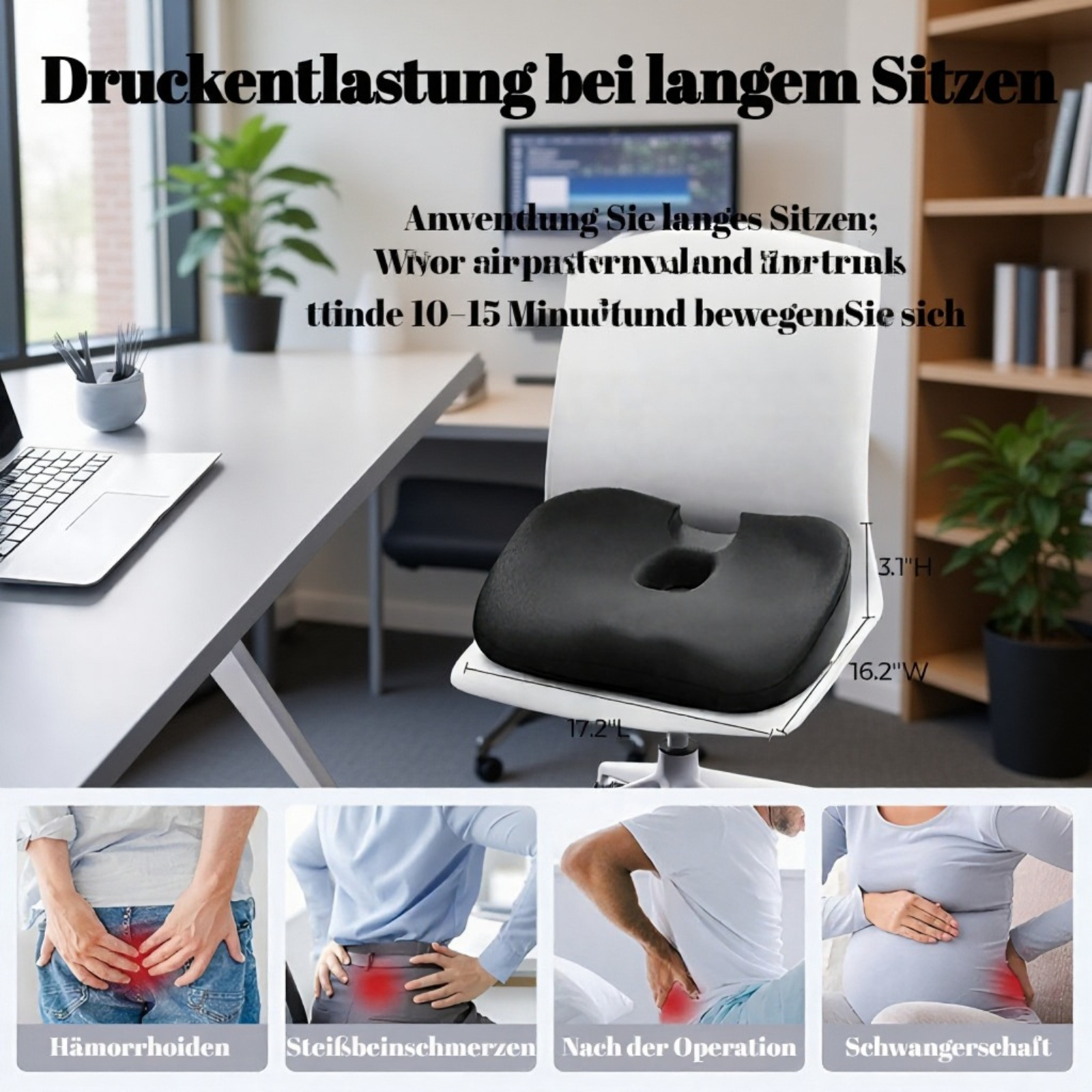 Ganzjahres-Memory-Schaum-Bürostuhlkissen für langes Sitzen