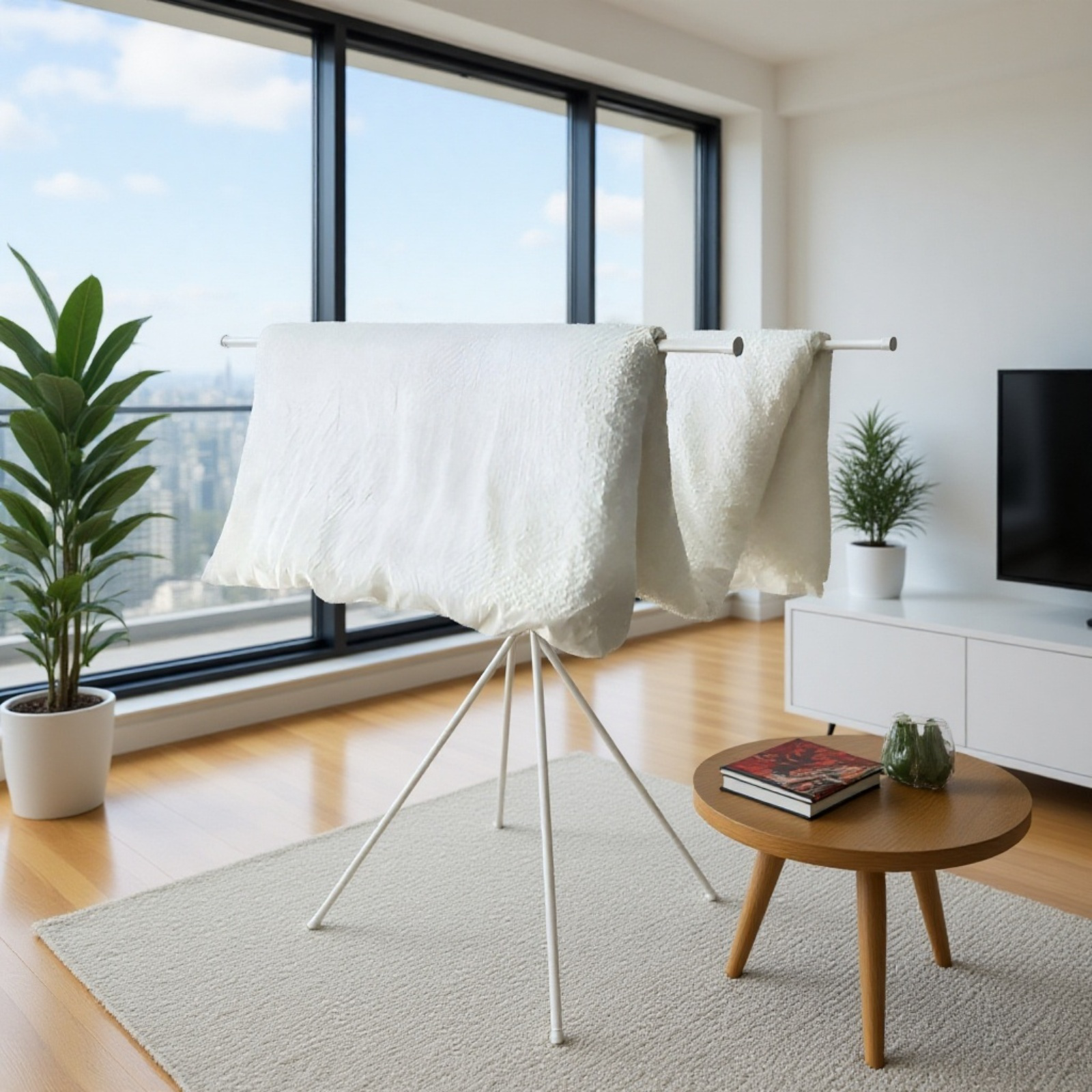 Indoor Clothes Drying Rack, X-Shaped, Foldable, Easy Assembly, No Extending Required, 20kg Load Capa