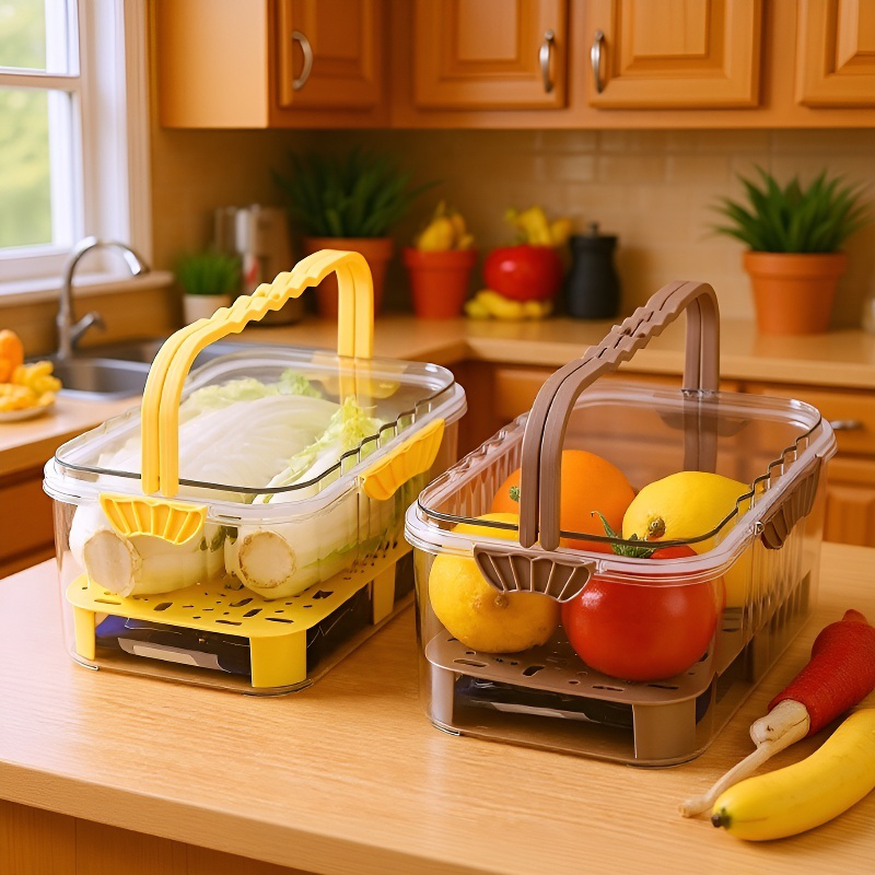 Caja de almuerzo multifuncional para frutas y verduras, con diseño de refrigeración