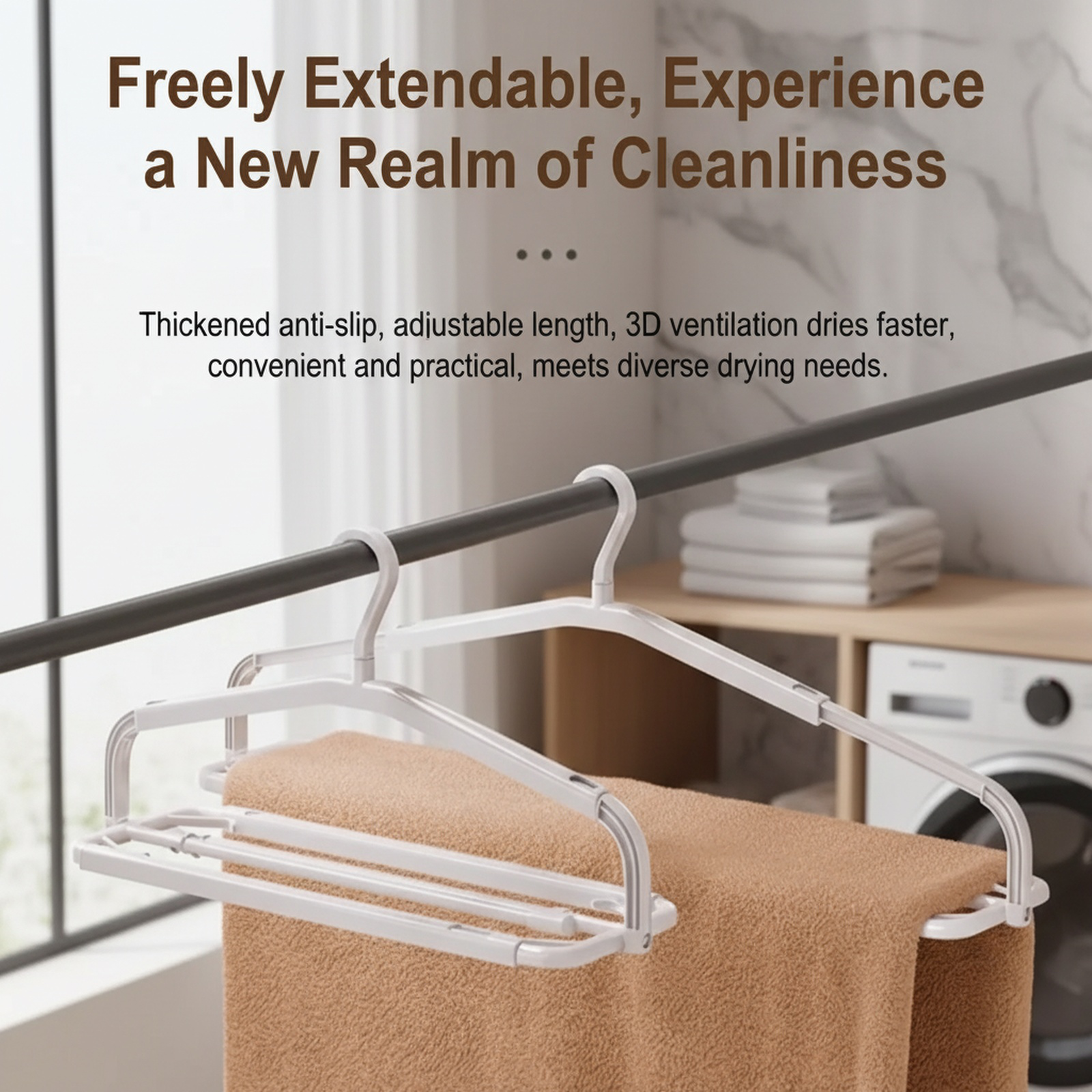 3D Space Adjustable Towel & Clothes Hanger Set, Pro Storage Organizer