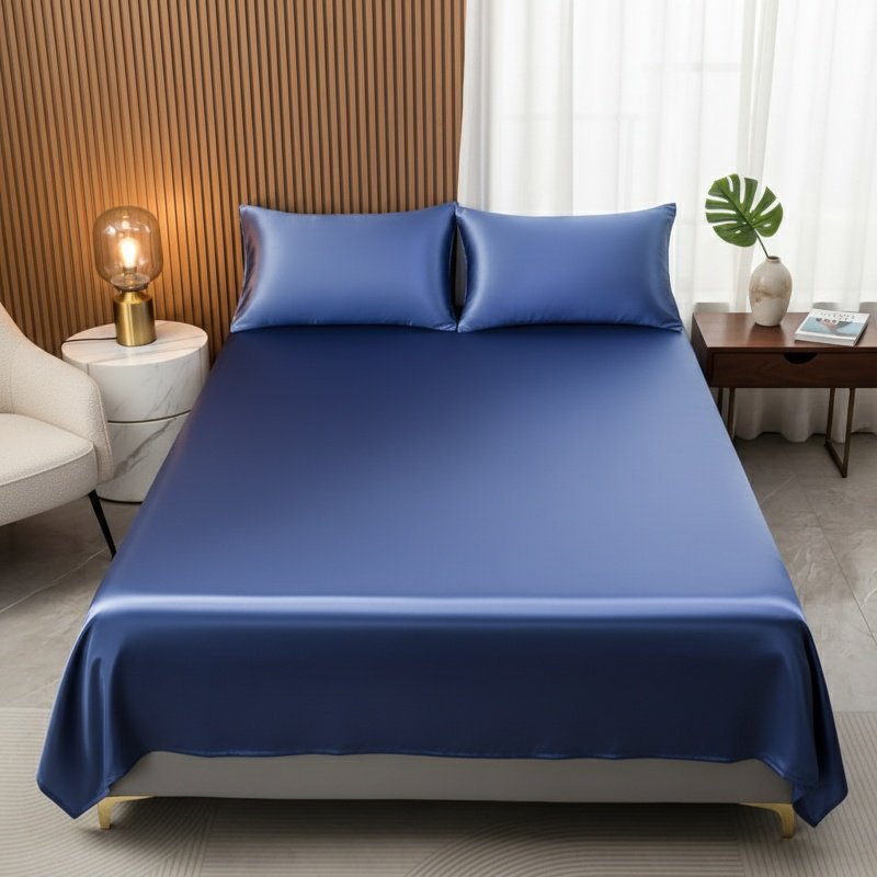 Modern Minimalist Silk Bedspread Bed Skirt, Cool Durable Easy-Clean Bedding