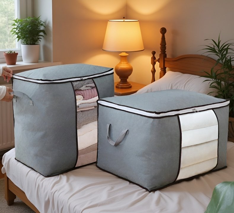 Large Storage Box for Clothes and Blankets with Lid and Handles