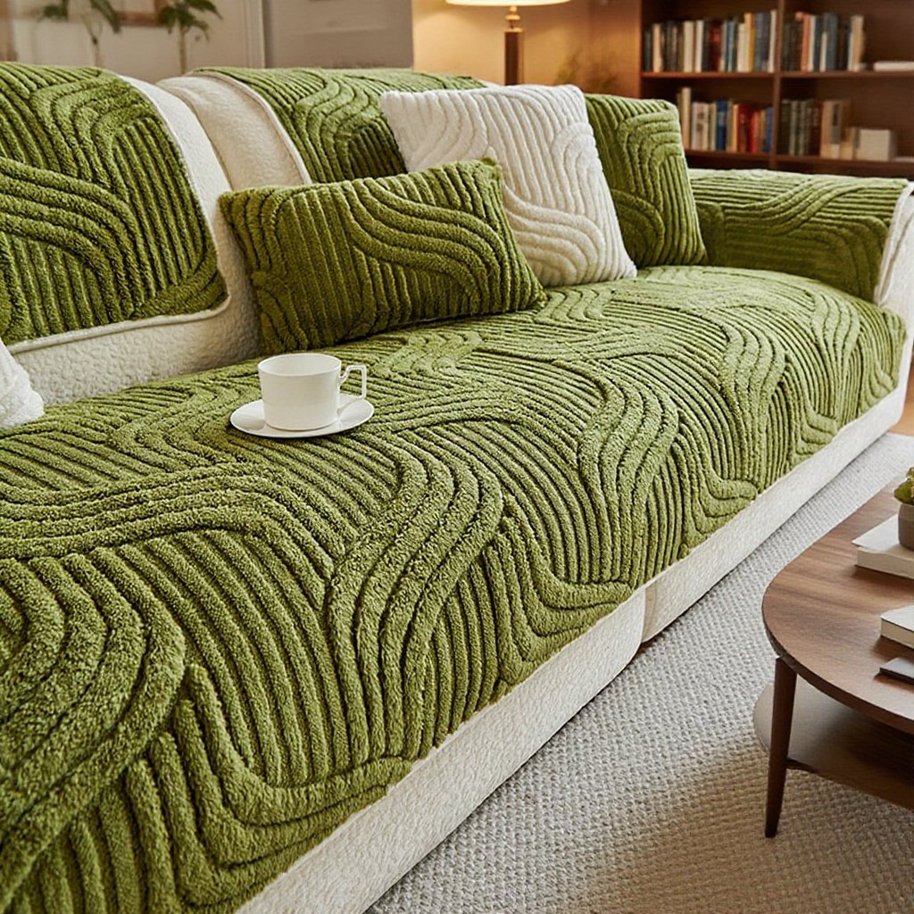 Cotton velvet autumn and winter plush thickened sofa cover