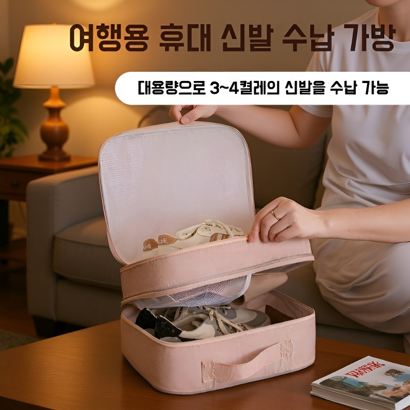 외출 접이식 휴대용 3단 입체 신발 가방 여행 신발 가방 신발 수납 가방