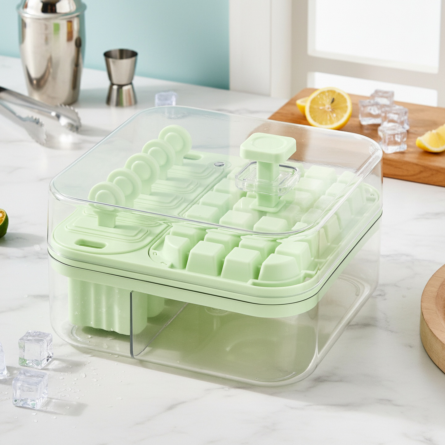 2-in-1 ice cube mold, ice tray, ice maker with lid, perfect for freezing baby food.