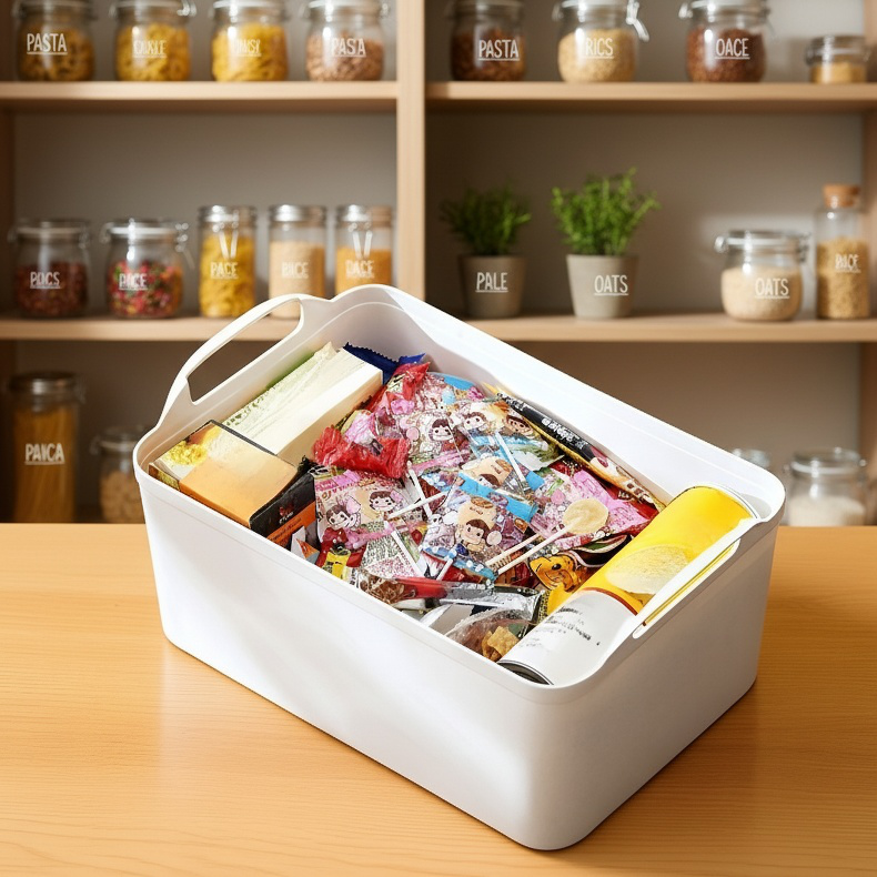 Boîte de rangement domestique en plastique avec couvercle pour vêtements et bric-à-brac