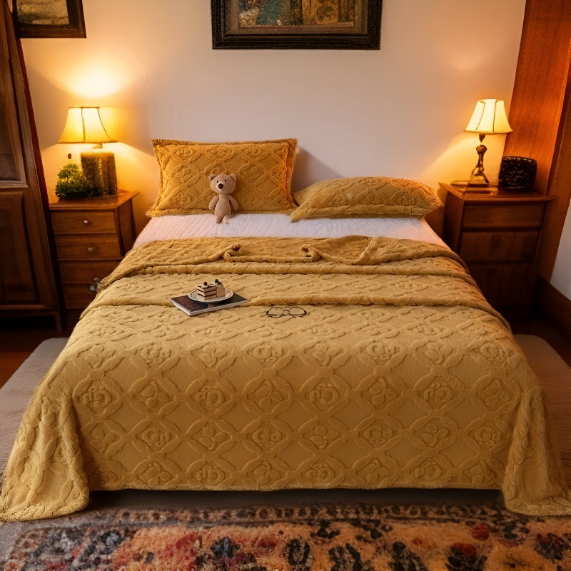 Manta gruesa enrollada mostrando su espesor