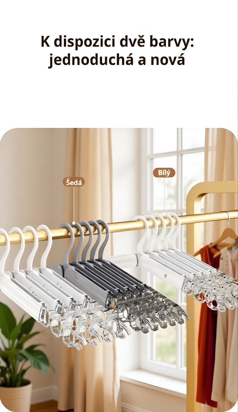 Věšák na šaty zavěšený na balkoně s oblečením