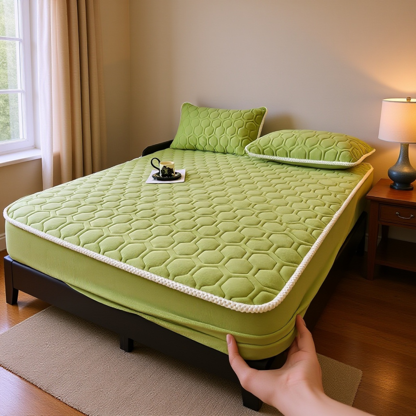 싱글/더블 침대용 푹신하고 두껍고 무게감 있는 겨울용 매트리스. 3중 열 구조