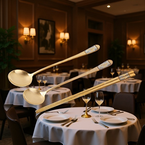 304 스테인리스 스틸 젓가락과 숟가락