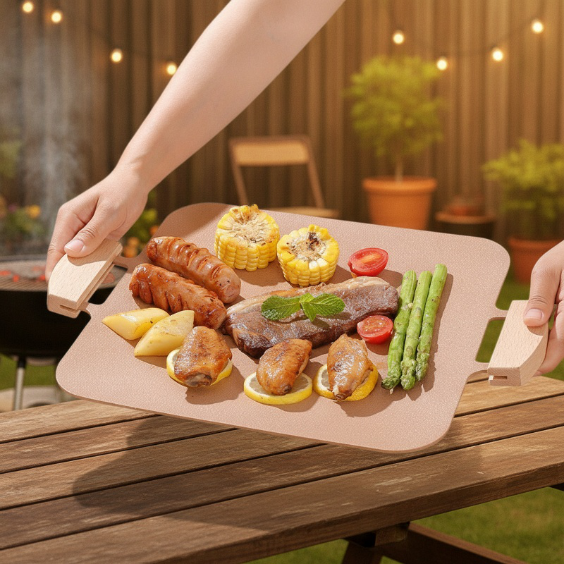 Placa de barbacoa coreana para acampar al aire libre, piedra médica, bandeja para hornear antiadhere